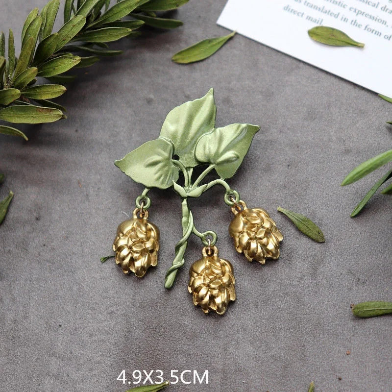 Brosche Pflanze Perle Handgemacht Retro Corsage Damen Mantel