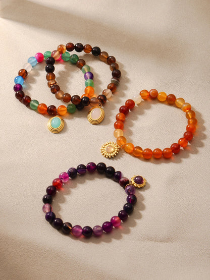 Damen-Armband mit Achat-Naturstein aus Edelstahl