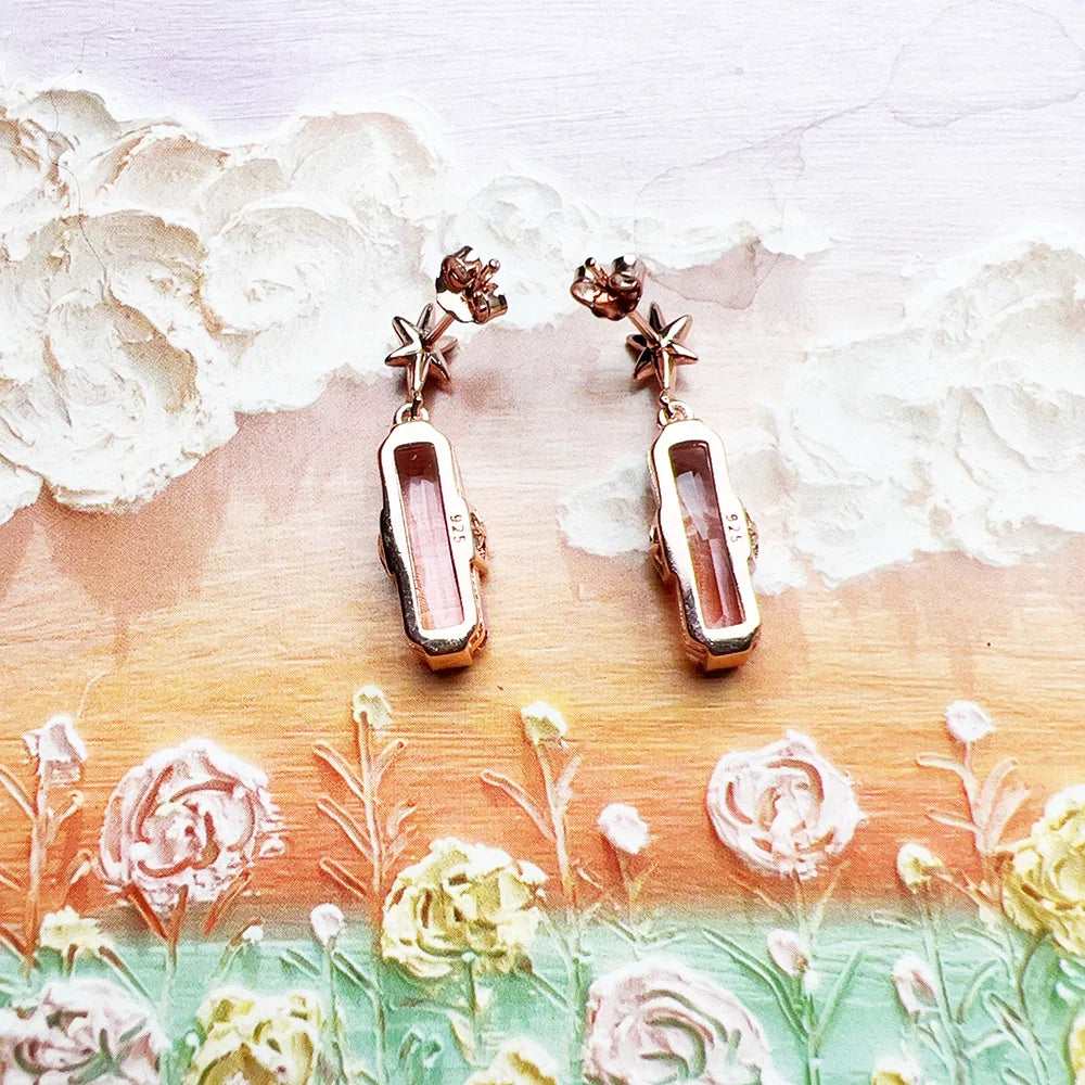 Damen-Ohrstecker Stern Roségold romantisch aus Sterlingsilber