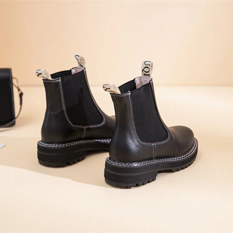Women Winter Boots Sued Genuine Leather  New Fashion British Style Women Chelsea Boots Large Size 41　42　43 Female Ankle Boots