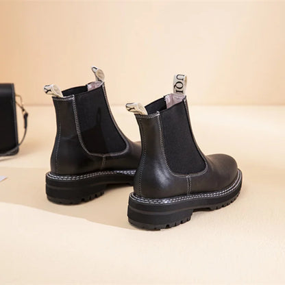 Women Winter Boots Sued Genuine Leather  New Fashion British Style Women Chelsea Boots Large Size 41　42　43 Female Ankle Boots