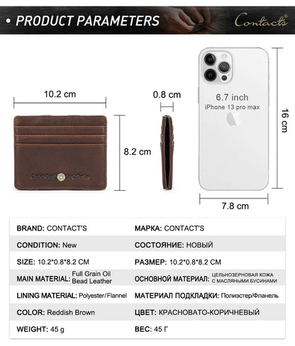 Herren Echtleder Geldbörse Slim RFID Kartenhalter Geldclip ultra dünn Mini Geschenk