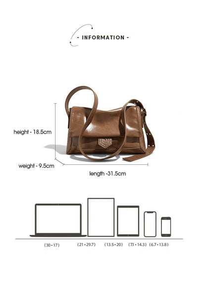 Damen Schultertasche aus Spaltleder und PU im Retro-Stil