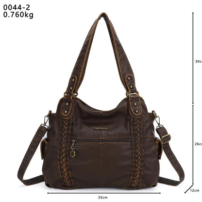Damen-Handtasche aus PU-Leder mit Mehrfachfächern und Reißverschluss und verstellbarem Schultergurt