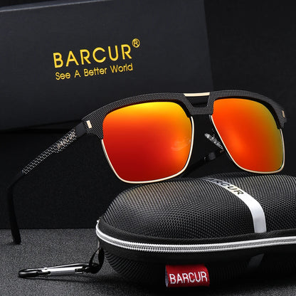 Sonnenbrille quadratisch großer Rahmen Edelstahl polarisiert Unisex