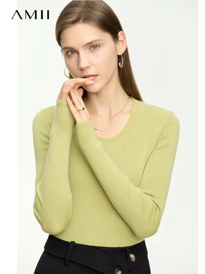 Hellgrüner Damen-Strickpullover mit langen Ärmeln und V-förmigem Ausschnitt