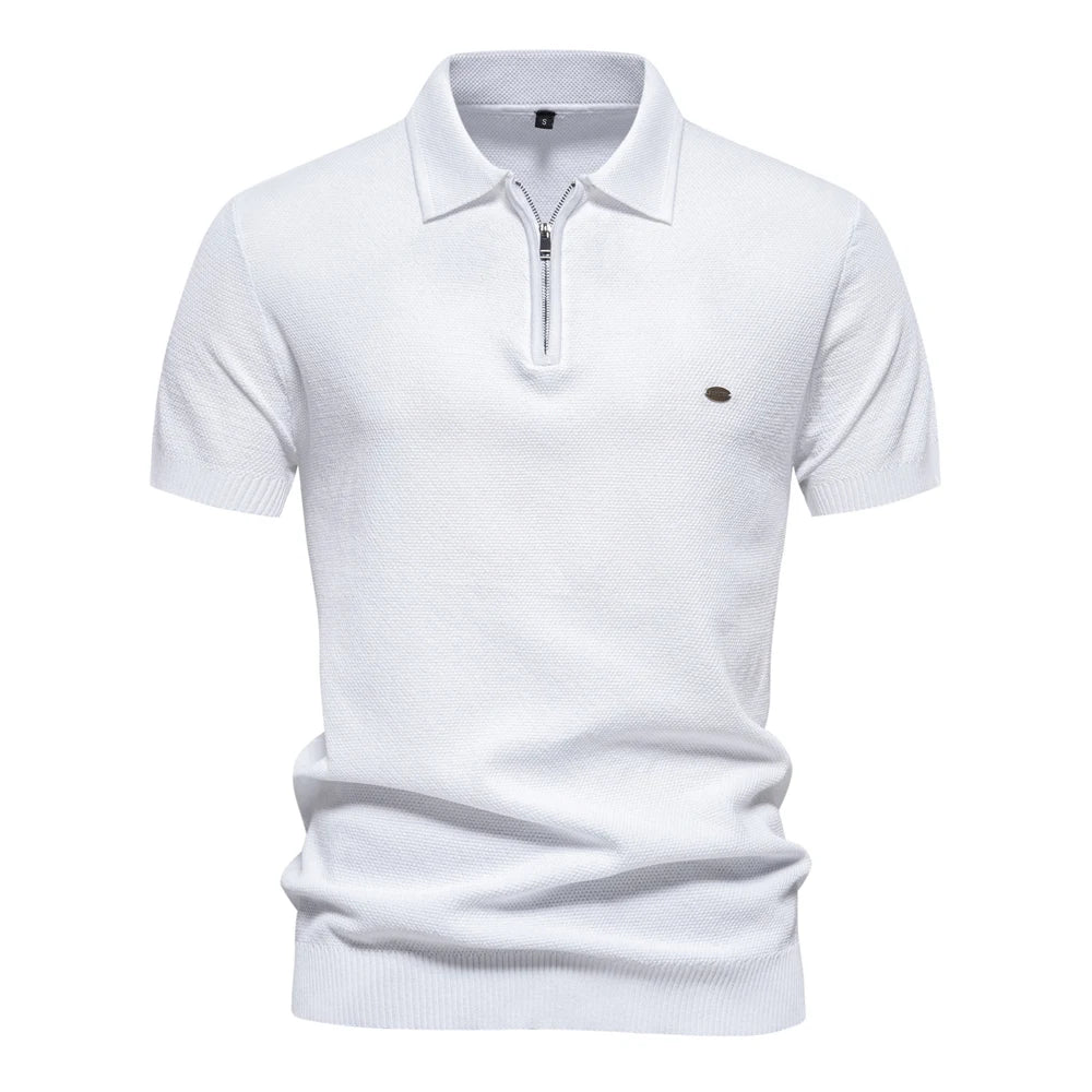 Premium Geripptes Herrenpoloshirt Leicht Atmungsaktiv
