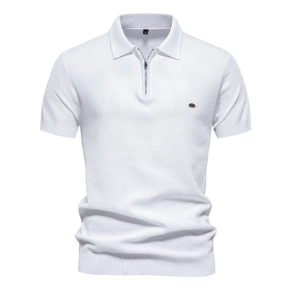 Premium Geripptes Herrenpoloshirt Leicht Atmungsaktiv