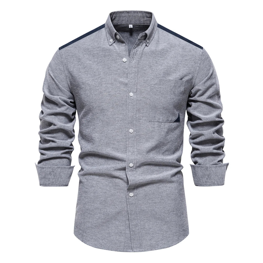Herren Patchwork Hemd Aus Atmungsaktivem Oxford Stoff Für Den Langlebigen Look