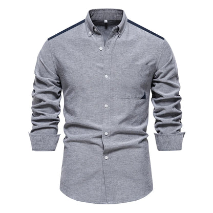 Herren Patchwork Hemd Aus Atmungsaktivem Oxford Stoff Für Den Langlebigen Look