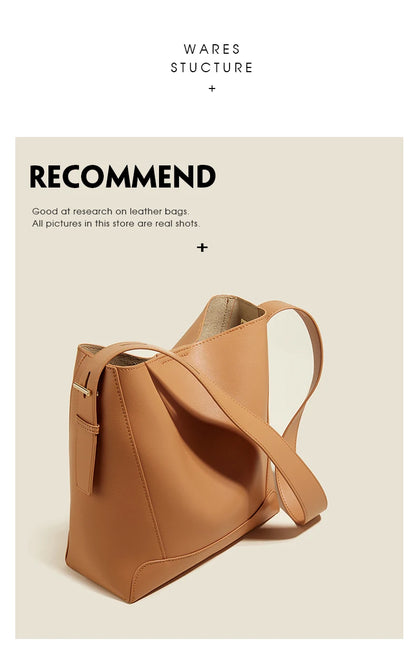 Damen Schultertasche aus Leder im klassischen Stil Große Tote für Büro