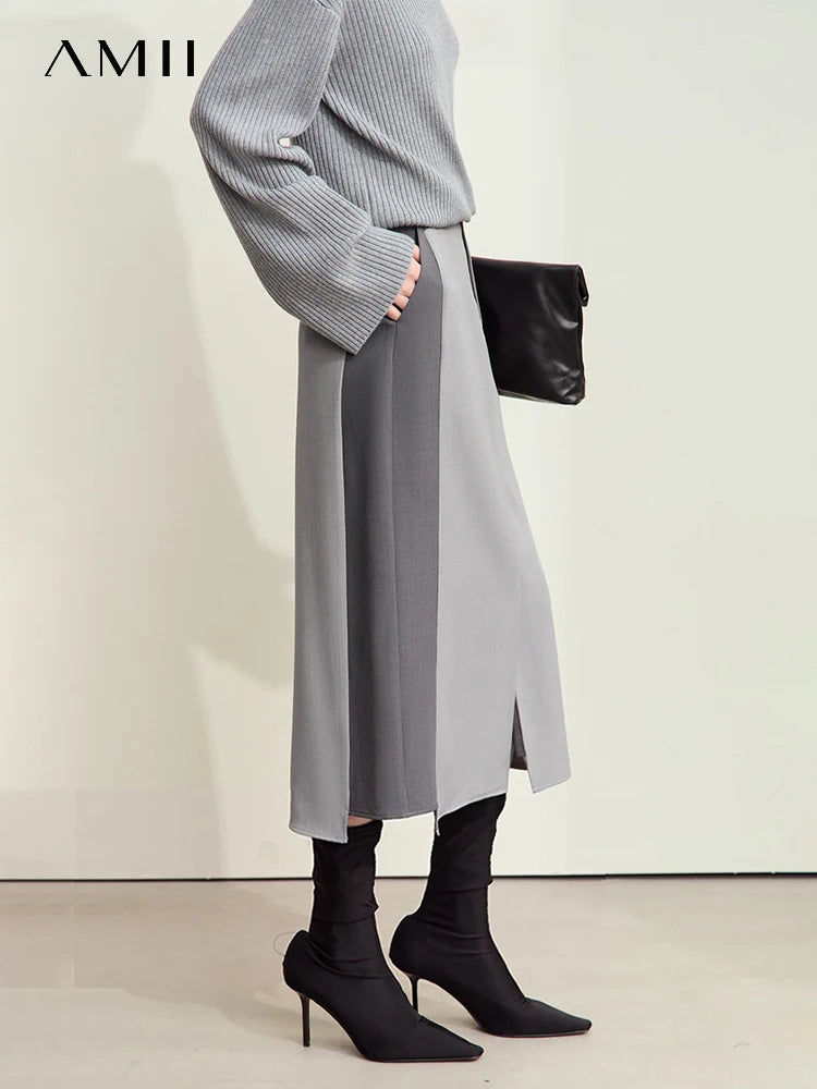 Damen Blazerrock, Midi-Länge, graues Design mit seitlichem Schlitz