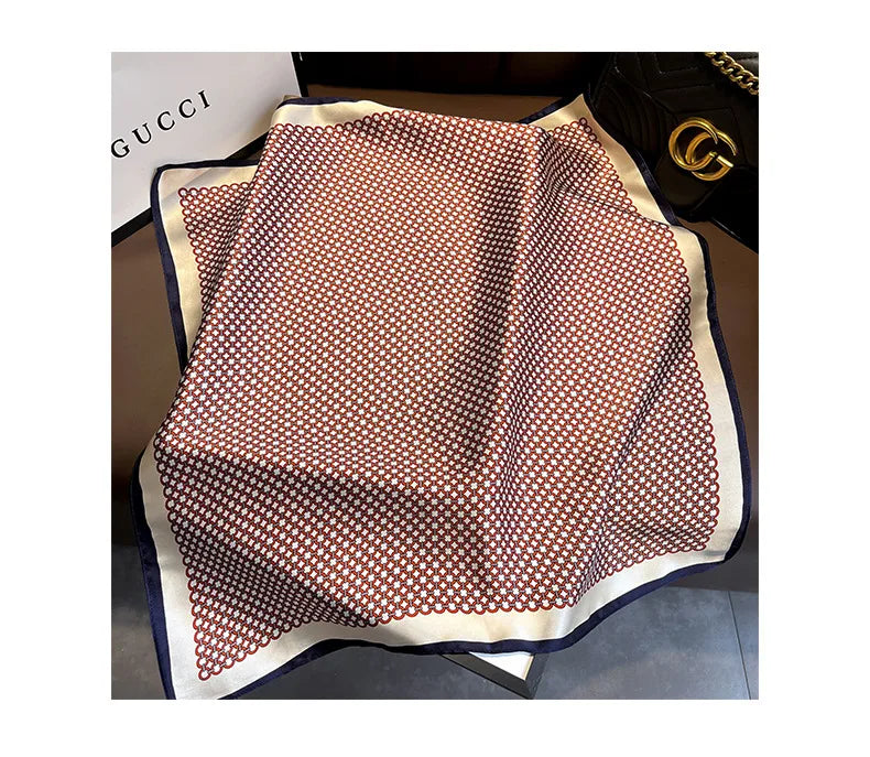 Damen Seidenschal 53cm quadratisch Haarband Halstuch Bandana bedruckt D