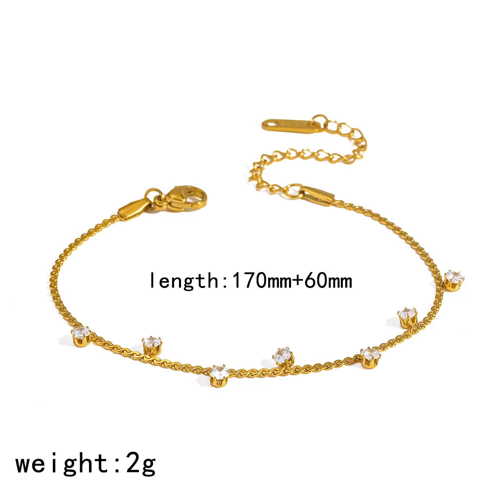 Damen-Armband CZ-Station aus Edelstahl