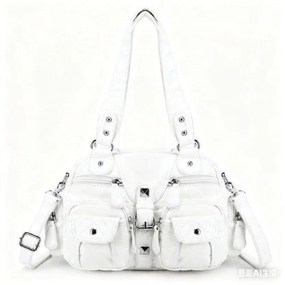 Damen-Satchel-Tasche aus PU-Leder mit Mehrfach-Innenfächern geeignet für Alltag und Freizeit