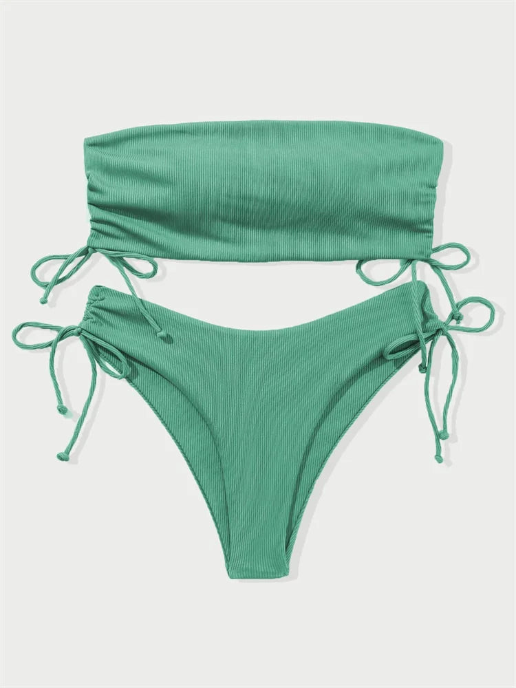 Gestreifter Sexy Bikini für Damen – Zweiteiliges Badeanzug-Set für Strand und Pool