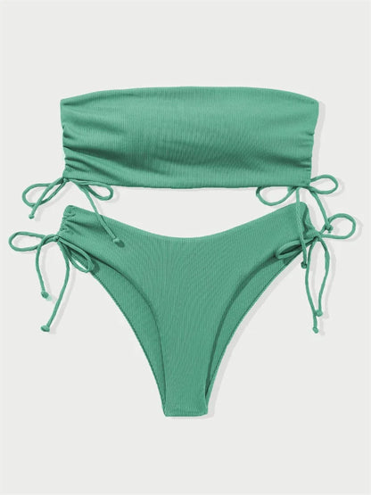 Gestreifter Sexy Bikini für Damen – Zweiteiliges Badeanzug-Set für Strand und Pool