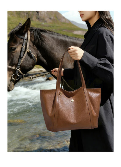 Damen-Tote-Tasche aus Rindleder mit großer Kapazität und leichtem Gewicht für Pendeln und Alltag