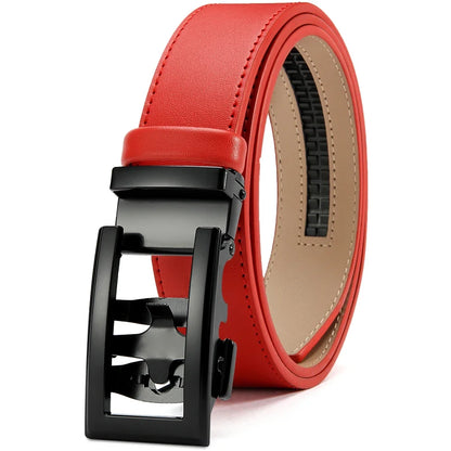 Herren Echtleder-Gürtel Hohles Muster Automatik-Schnalle Unisex 3,5 cm