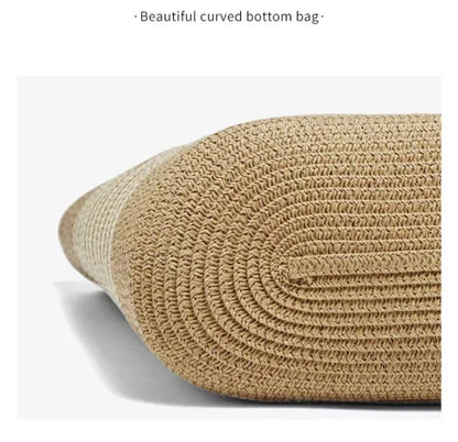 Damen Strandtasche Aus Stroh Mit Reißverschluss Und Großem Fassungsvermögen