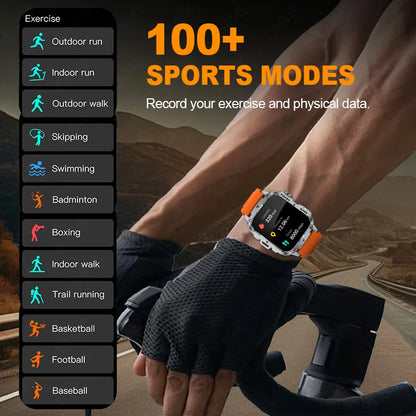 LIGE Outdoor Militär Sport Smart Uhr Männer Frauen Fitness Track Herzfrequenz Blut Sauerstoff Wasserdicht BT Anruf 1,95-Zoll Smartwatch