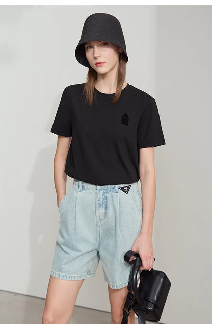 Damen T-Shirt aus Eisprozellan mit Rundhalsausschnitt und antibakteriellen Eigenschaften