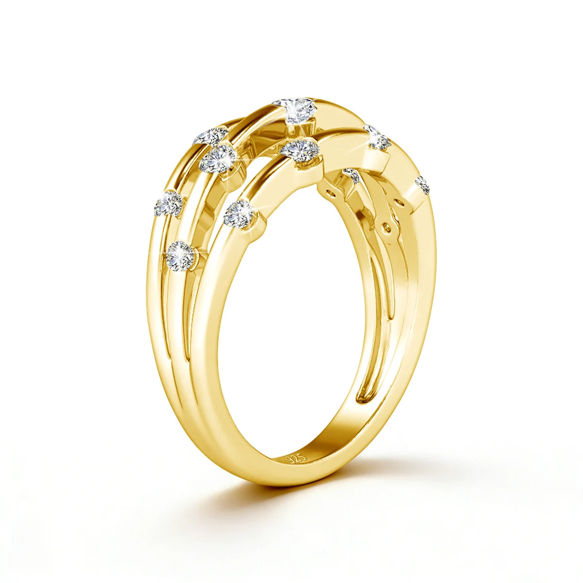 Damen-Ring aus Moissanit, 925er Sterling-Silber, Ewigkeitsband, Zertifiziertes Schmuckstück