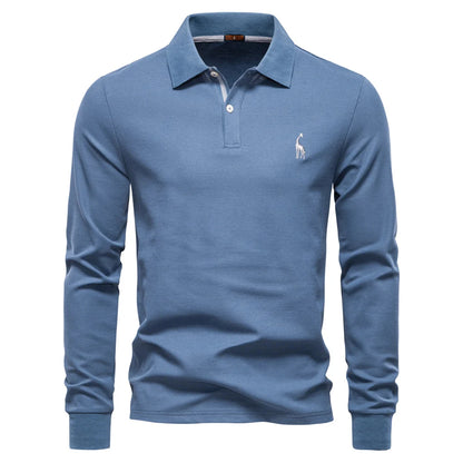 Premium Langarm Poloshirt Herren Atmungsaktiver Baumwollmix