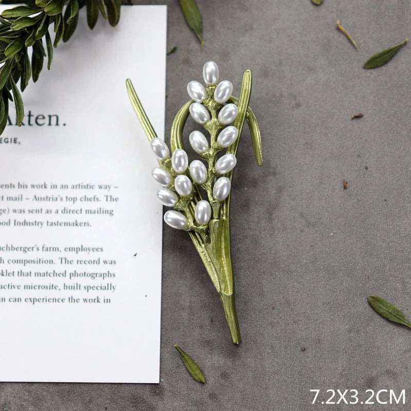 Brosche Pflanze Perle Handgemacht Retro Corsage Damen Mantel