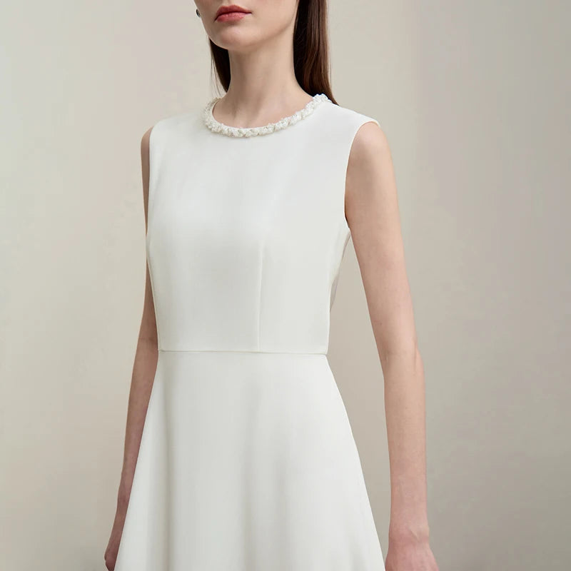 Elegantes Tailliert Midi Kleid Damen Sommer Ärmellos