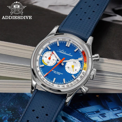 Herren-Chronograph mit VK64-Quarzwerk und Fluorkautschuk-Armband