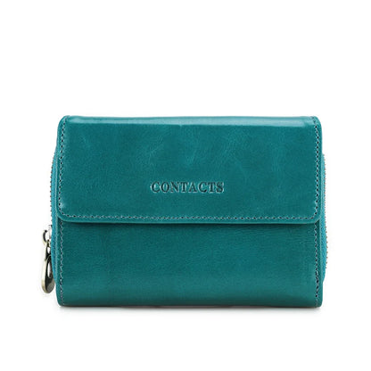 Damen Echtleder Geldbörse Vintage Mode Handtasche Münzfach Geldclip Business