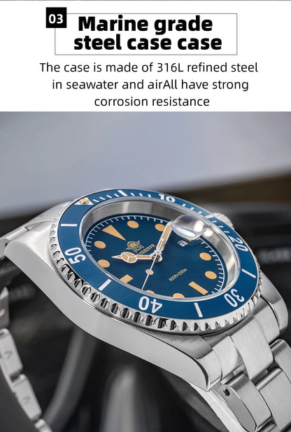 41mm Herren Quarzuhr Business 200m wasserdicht Mineralglas japanisches Werk Leuchtzeiger