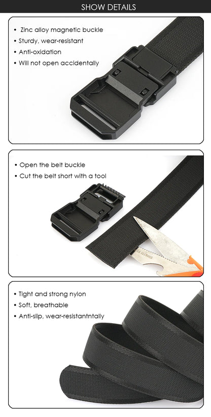 Herren-Gürtel mit Magnetischem Schnallenverschluss für Alltag und Freizeit aus Nylon