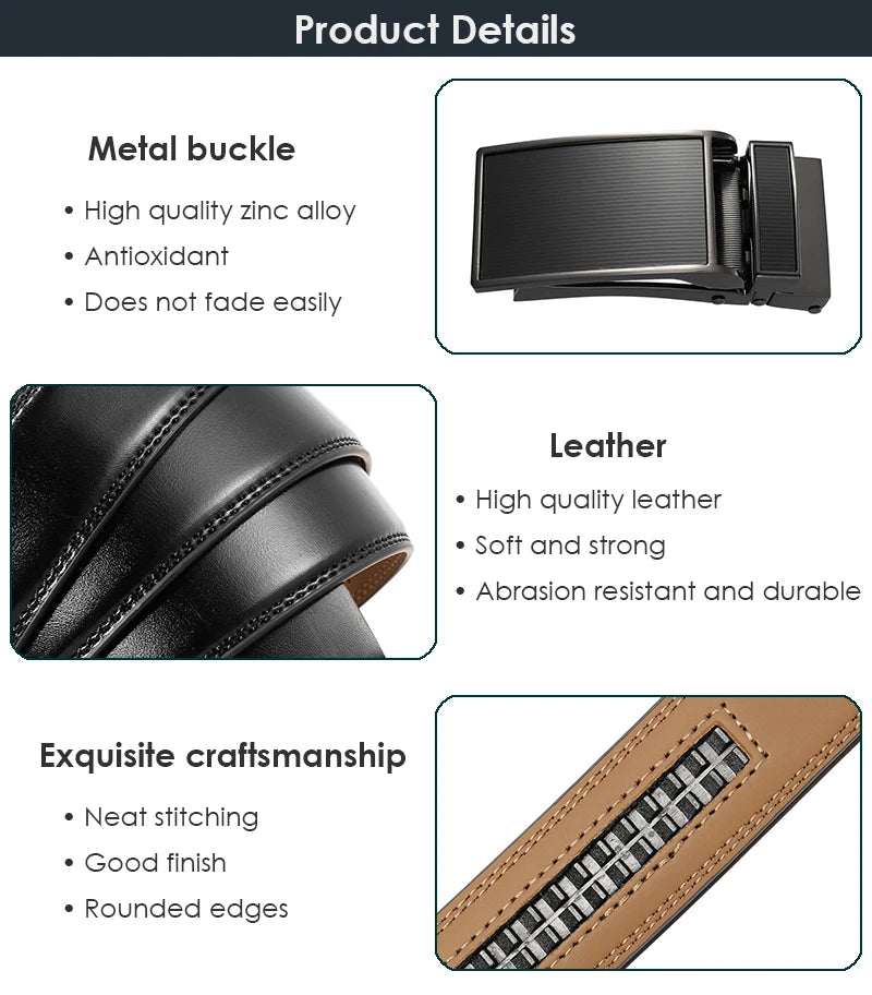 Herren-Gürtel aus Naturleder 3,0 cm Breite mit Automatik-Schnalle Alltagsbegleiter