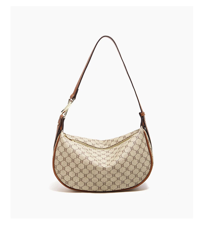 Damen Schultertasche aus PVC-Leder im Retro-Hobo-Stil mit großem Fassungsvermögen