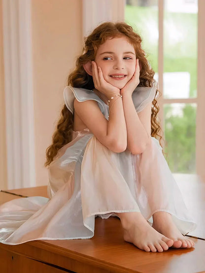 Rosa Mädchen-Weste-Kleid für Herbst und Winter – Niedliches Kinderkleid für Hochzeiten und Geburtstagsfeiern, 110cm-170cm
