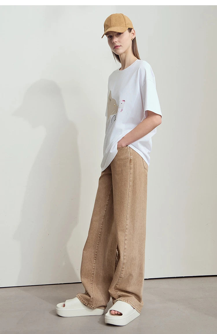 Damen T-Shirt im lässigen Stil mit Rundhalsausschnitt und kurzem Arm