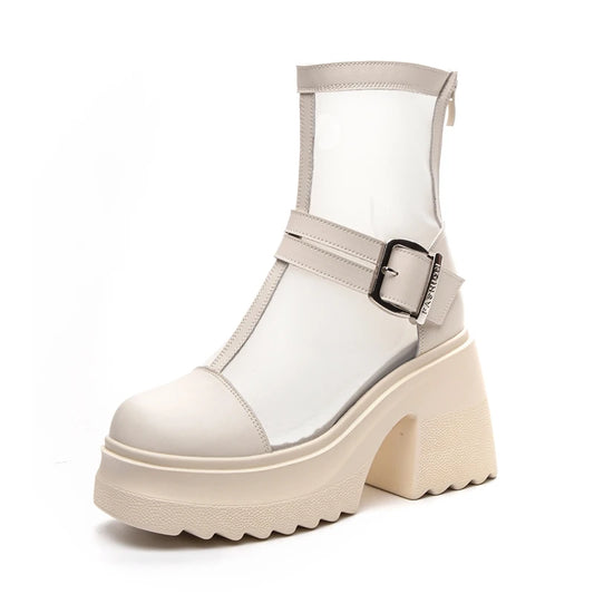 Damen Stiefeletten 10cm Mesh Atmungsaktiv