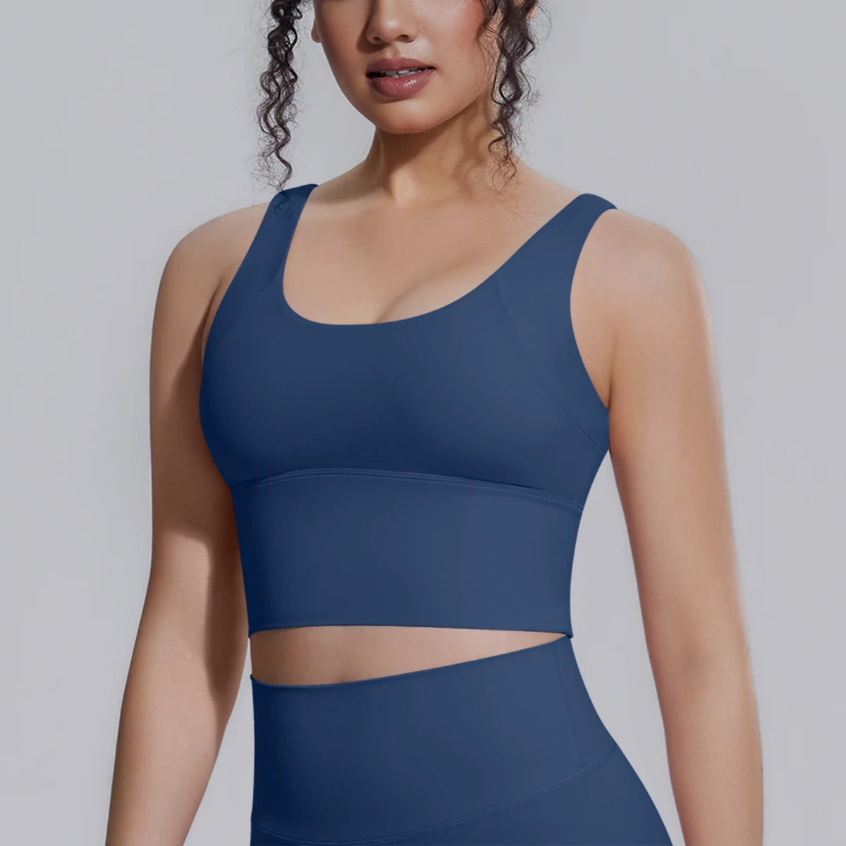 Damen-Yoga-Weste mit breitem Bund, dunkelblau