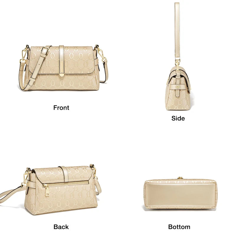 Damen Schultertasche Aus Spaltleder Mit Prägung Crossbody