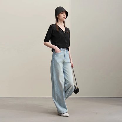 Damen-Strickjacke Viskose Spitzen-Patchwork Kurzarm offen Büro Sommer
