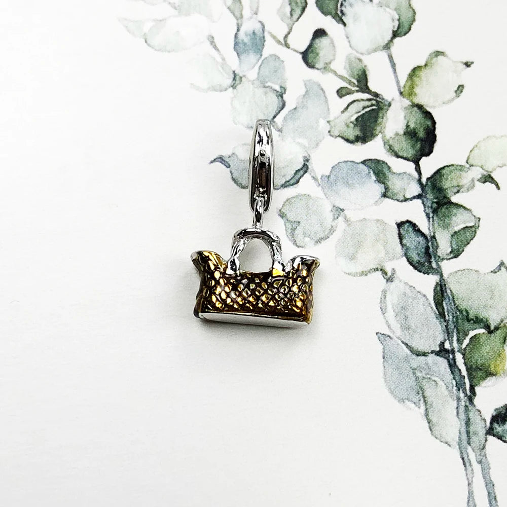 Damen-Charm-Anhänger Tasche Frühling trendig Club aus Sterlingsilber