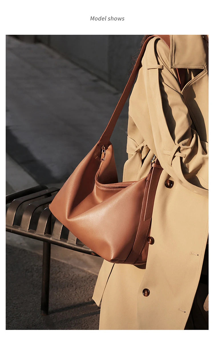 Damen Tote Tasche aus Split-Leder mit großem Fassungsvermögen Crossbody