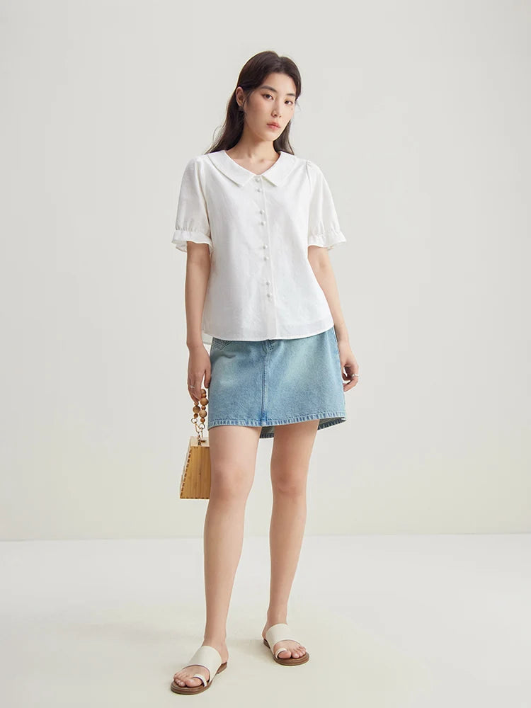 Französischer Stil Bluse mit Laternenärmeln und einzigartigem Design – Elegantes, figurbetontes Oberteil für Büro und Freizeit