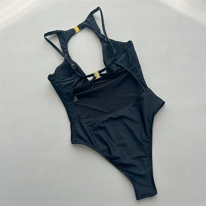 Damen-Badeanzug Cut-Out Bügel rückenfrei High-Cut gepolstert