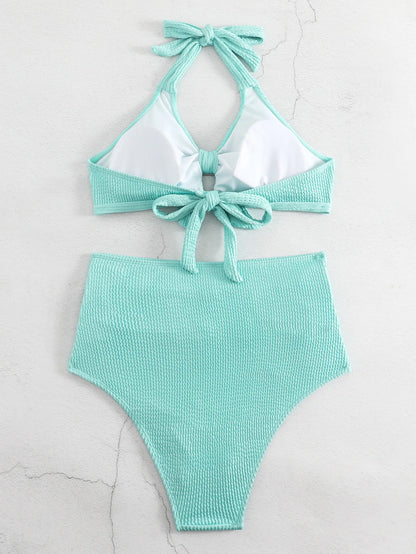 Schwarzer Sexy Tanga-Bikini für Damen in Unifarbe – Brasilianisches Badeanzug-Set für Strand und Pool
