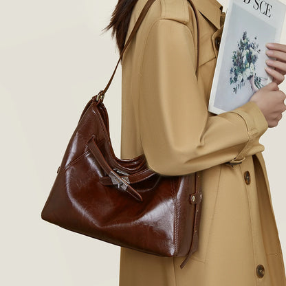 Damen-Schultertasche mit großem Fassungsvermögen aus PU-Leder, Alltagstasche für Arbeit und Freizeit