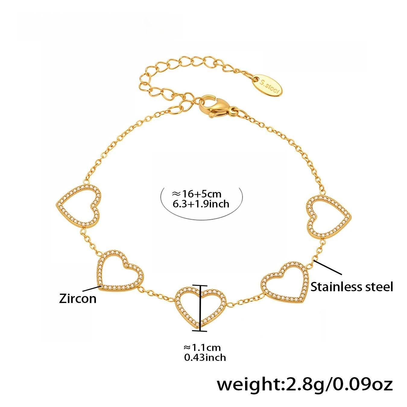 Damen-Charm-Armband mit Herzschleife und Zirkonia