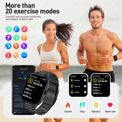 LIGE Smart Watch 2,01" HD-Bildschirm Bluetooth Sprachanruf Multi-Sportmodi Herzfrequenz-Schlafüberwachung Smartwatch für Männer Frauen